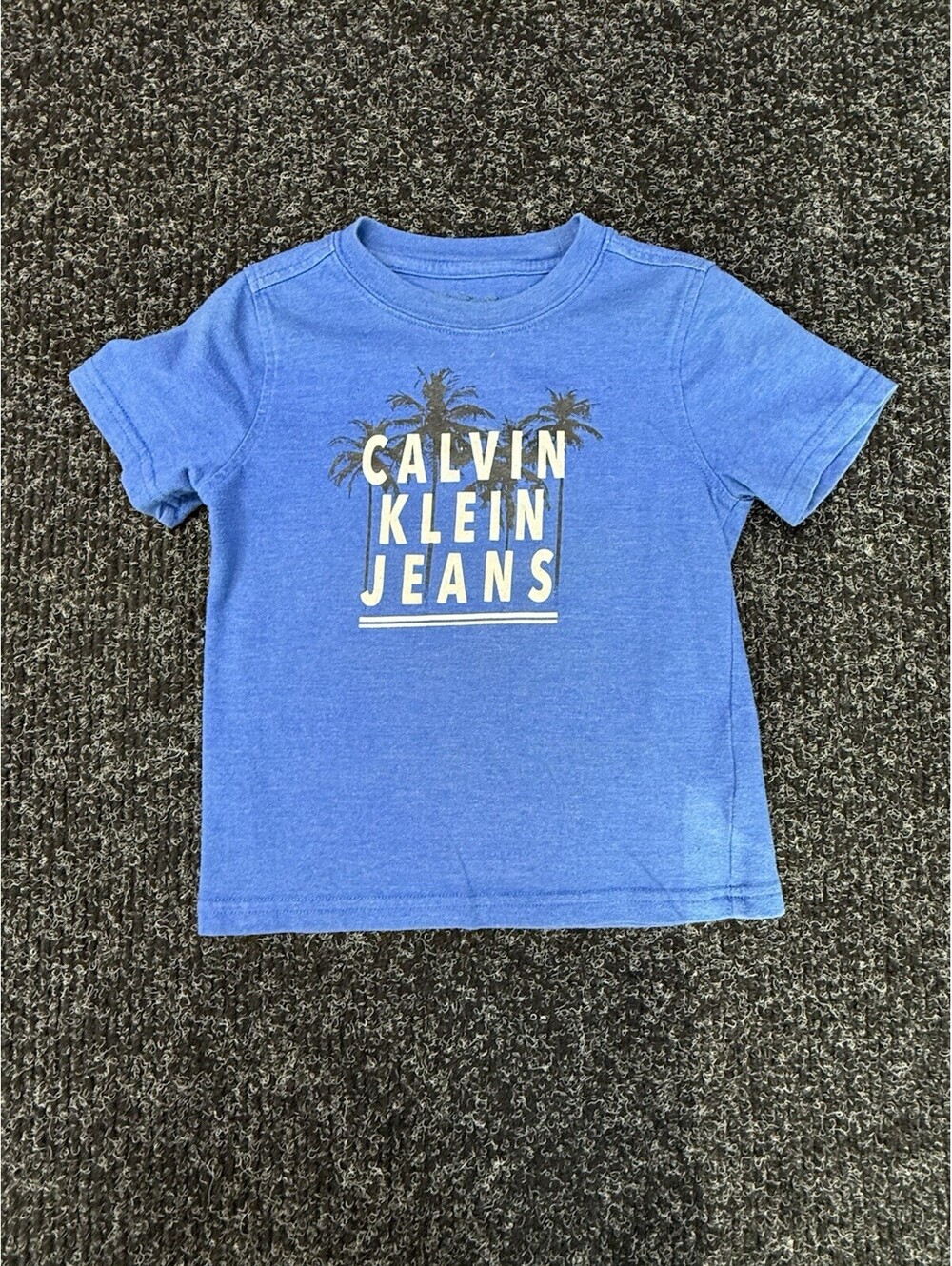 Calvin Klein Jeans Boys 4T Blue Palm Tree Graphic Short Sleeve T-Shirt
